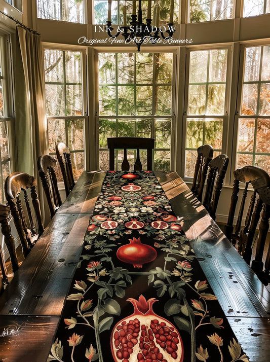 Cottagecore Pomegranate Table Runner Enchanted Woodland Whimsy | Vintage Floral Romantic Baroque Whimsical Cottagegoth Cozy Elegance Decor