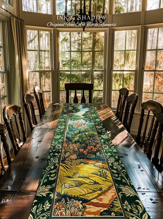 Fairytale Aesthetic Castle Table Runner Fairycore Folklore Inspired Decor | Magical Woodland Dining Room Whimsigothic Ethereal Forest Style