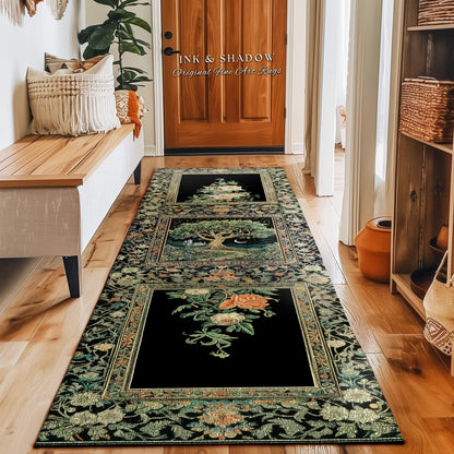 Fairytale Castle Tree of Life Area Rug | Celestial Forest Landscape Starry Sky Decor Witchy Home Aesthetic Mystical Cottagecore Accent Boho