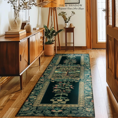 Countryside Sunset Tree of Life Rug | Elegant Floral Landscape Wildflower Decor Nature Inspired Cottagecore Home Accent Rug Storybook Vibe |