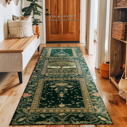 Pastoral Wildflower Garden Tree Area Rug | Floral Mountain Decor Romantic Landscape Home Accent Botanical Nature Rug Romantic Cottagecore |