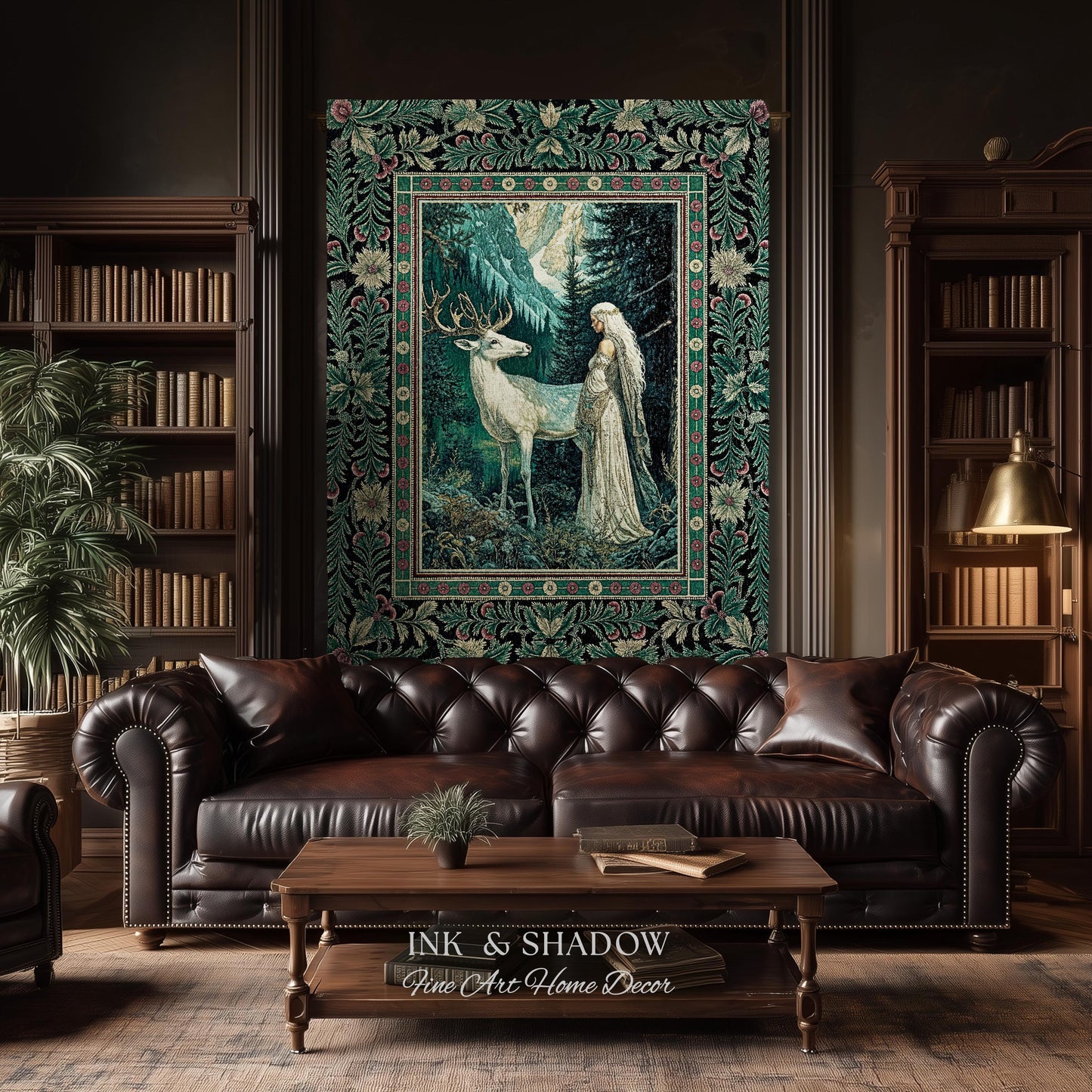 Magic Forest Princess Woven Tapestry | Fairytale Fantasy Renaissance Dark Academia Forest Spirit Ethereal Woodland Folklore Throw Blanket