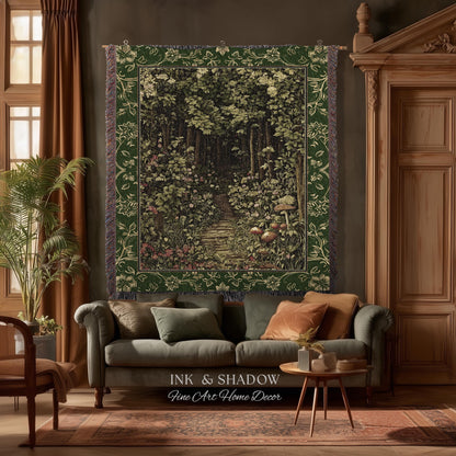 Fairytale Forest Botanical Throw Blanket | Mystic Aesthetic Woodland Home Magical Decor Plant Loving Bedroom Housewarming Gift Emerald Woods