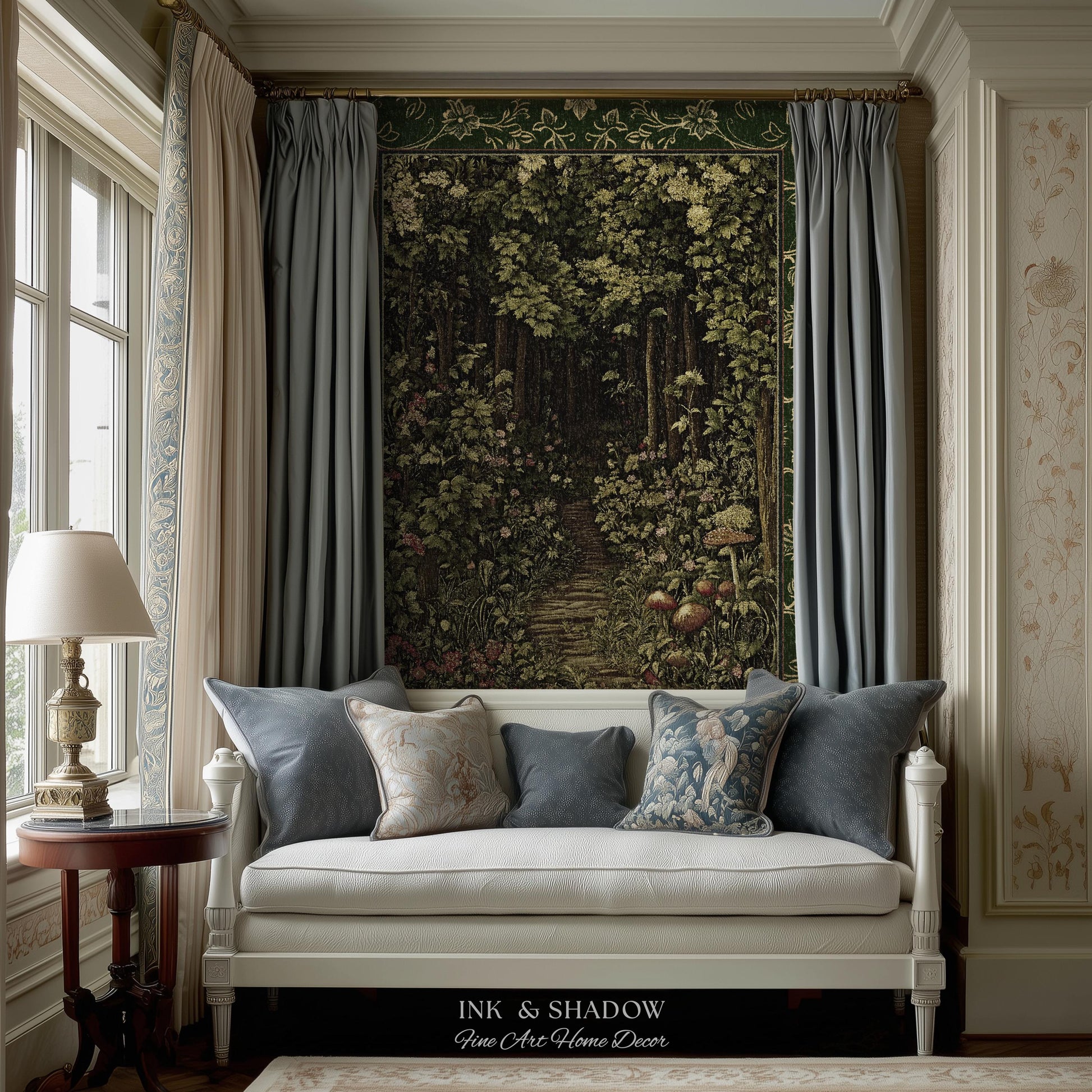 Fairytale Forest Botanical Throw Blanket | Mystic Aesthetic Woodland Home Magical Decor Plant Loving Bedroom Housewarming Gift Emerald Woods