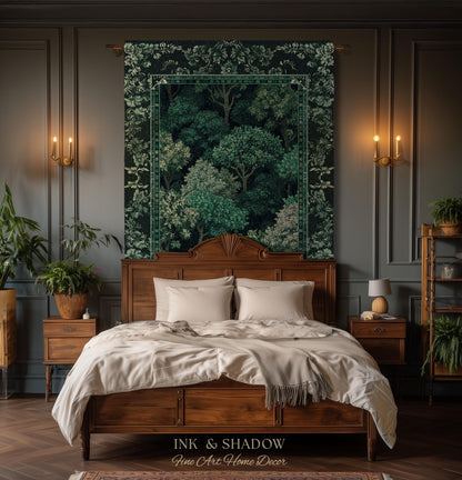 Verdant Greenery Botanical Woven Coverlet | Woodland Magical Aesthetic Living Room Green Tapestry Plant Loving Bedroom Blanket Gift Emerald