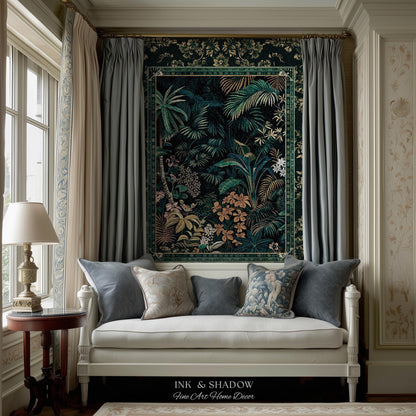 Jungle Foliage Botanical Throw Blanket | Bohemian Aesthetic Woodland Living Room Emerald Green Home Decor Plant Theme Indie Bedroom Tapestry