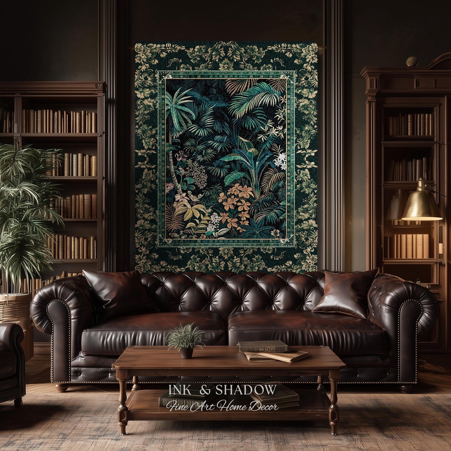 Jungle Foliage Botanical Throw Blanket | Bohemian Aesthetic Woodland Living Room Emerald Green Home Decor Plant Theme Indie Bedroom Tapestry