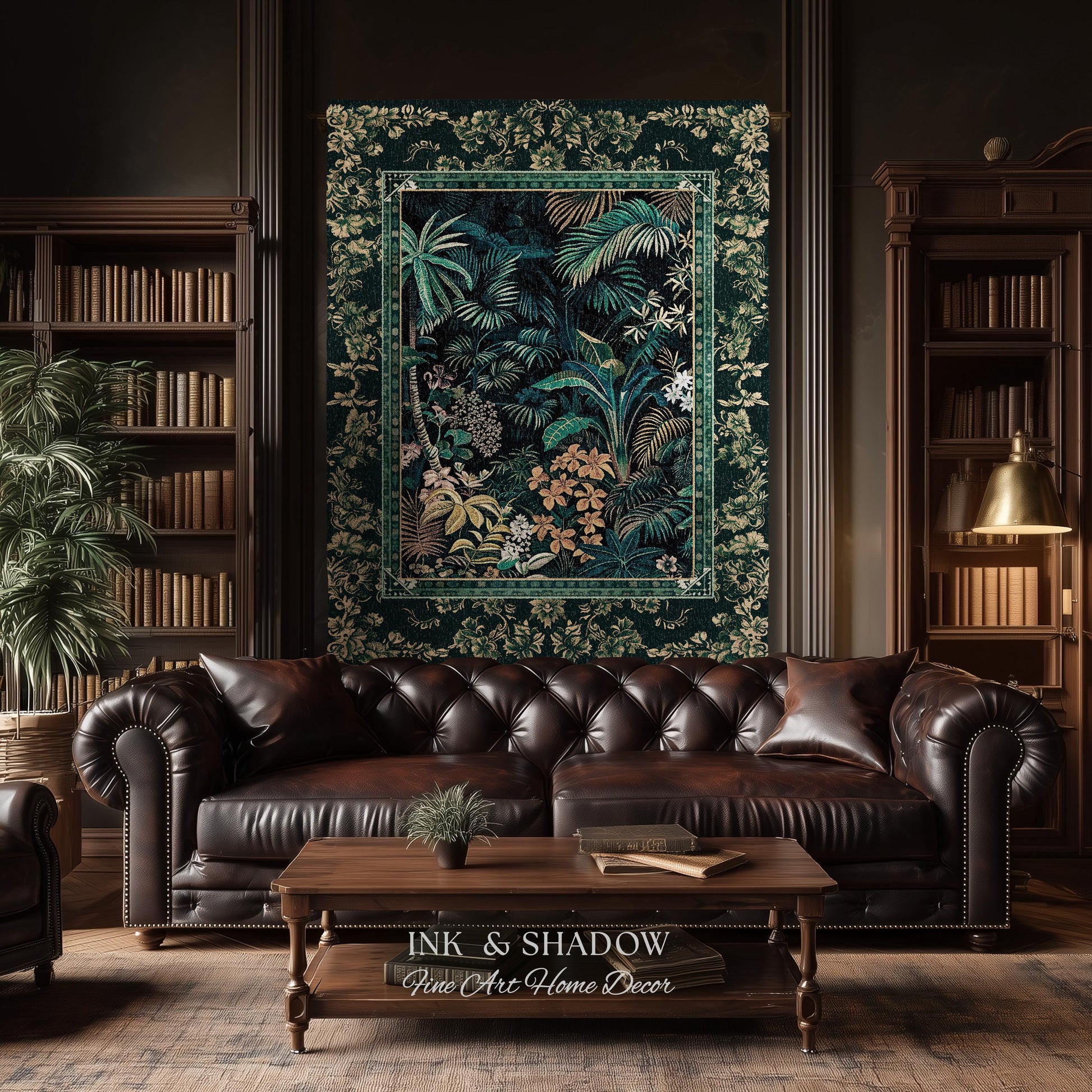Jungle Foliage Botanical Throw Blanket | Bohemian Aesthetic Woodland Living Room Emerald Green Home Decor Plant Theme Indie Bedroom Tapestry