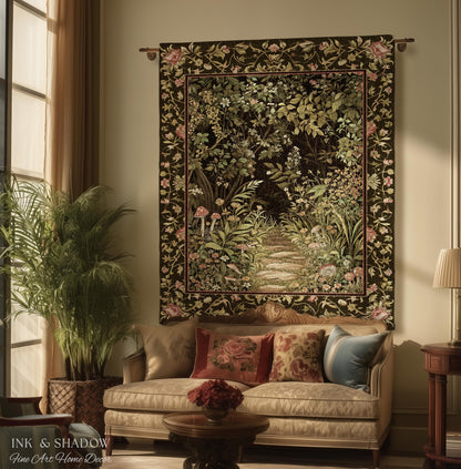 Toadstool Forest Mystical Mushroom Woven Tapestry Throw | Dark Academia Folklore Forest Fairycore Botanical Blanket Magical Medieval Decor