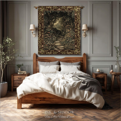 Fairy Ethereal Forest Tapestry Blanket Mystic Dark Academia Folklore Inspired, Magical Medieval Forestcore Botanical Woodland Woven Throw