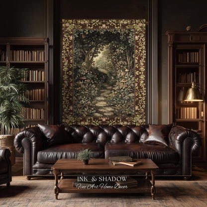 Fairy Ethereal Forest Tapestry Blanket Mystic Dark Academia Folklore Inspired, Magical Medieval Forestcore Botanical Woodland Woven Throw