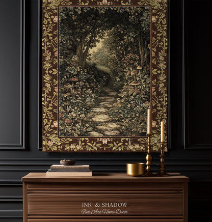 Fairy Ethereal Forest Tapestry Blanket Mystic Dark Academia Folklore Inspired, Magical Medieval Forestcore Botanical Woodland Woven Throw