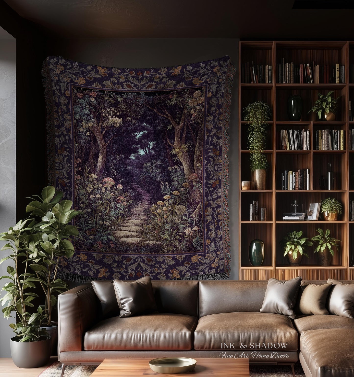 Magical Woodland Mushroom Tapestry | Fairytale Theme Woodland Botanical Aesthetic Whimsical Home Blanket Woven Bedroom Housewarming Gift |