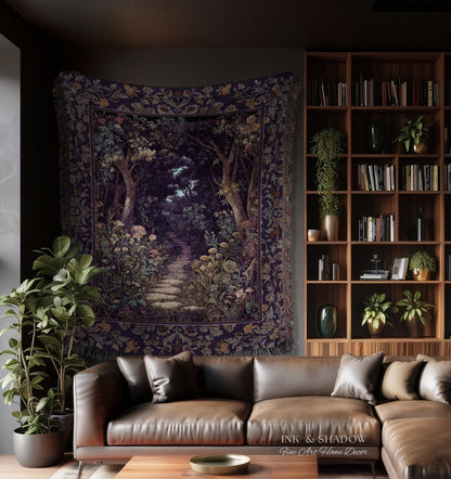 Magical Woodland Mushroom Tapestry | Fairytale Theme Woodland Botanical Aesthetic Whimsical Home Blanket Woven Bedroom Housewarming Gift |