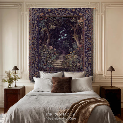 Magical Woodland Mushroom Tapestry | Fairytale Theme Woodland Botanical Aesthetic Whimsical Home Blanket Woven Bedroom Housewarming Gift |