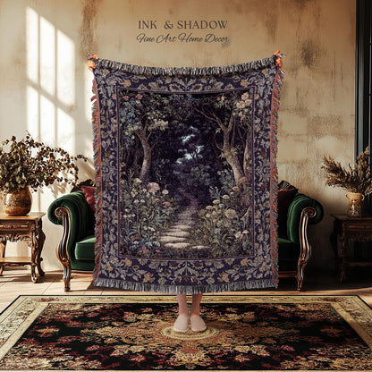 Magical Woodland Mushroom Tapestry | Fairytale Theme Woodland Botanical Aesthetic Whimsical Home Blanket Woven Bedroom Housewarming Gift |
