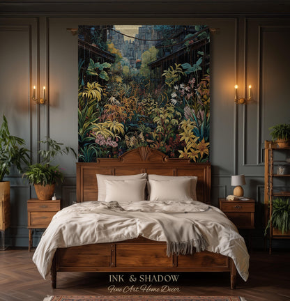 Amsterdam Flower Market Dark Floral Woven Throw Blanket | Flower Wall Backdrop Floral Tapestry Flower Market Wall Art Botanical Blanket |