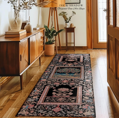 Twilight Orchard Tree of Life Round Rug | Enchanted Harvest Aesthetic Crimson Medieval Moonlit Magic Art Eclectic Interior Home Floor Accent