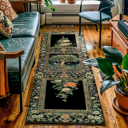 Fairytale Castle Tree of Life Area Rug | Celestial Forest Landscape Starry Sky Decor Witchy Home Aesthetic Mystical Cottagecore Accent Boho