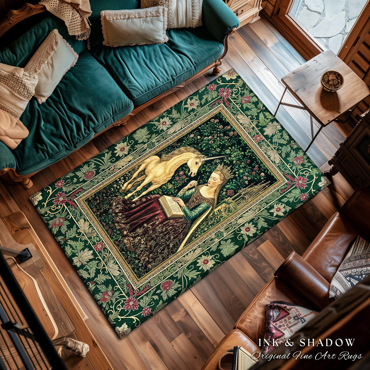 Whimsical Medieval Fantasy Area Rug | Rustic Storybook Cottagecore Coquette Regal Aesthetic Home Decor Accent Dark Royalcore Folklore Style