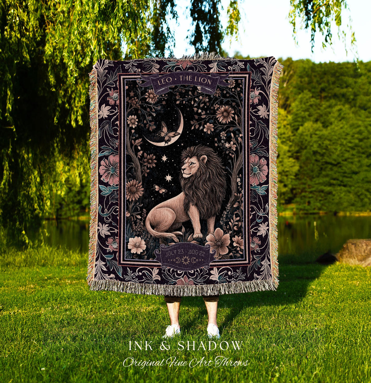 Dark Academia Leo Art Blanket Celestial Constellation Gothic Decor | The Lion Astrology Tapestry Throw Magic Maximalist Moonlit Zodiac Gift