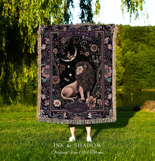 Dark Academia Leo Art Blanket Celestial Constellation Gothic Decor | The Lion Astrology Tapestry Throw Magic Maximalist Moonlit Zodiac Gift