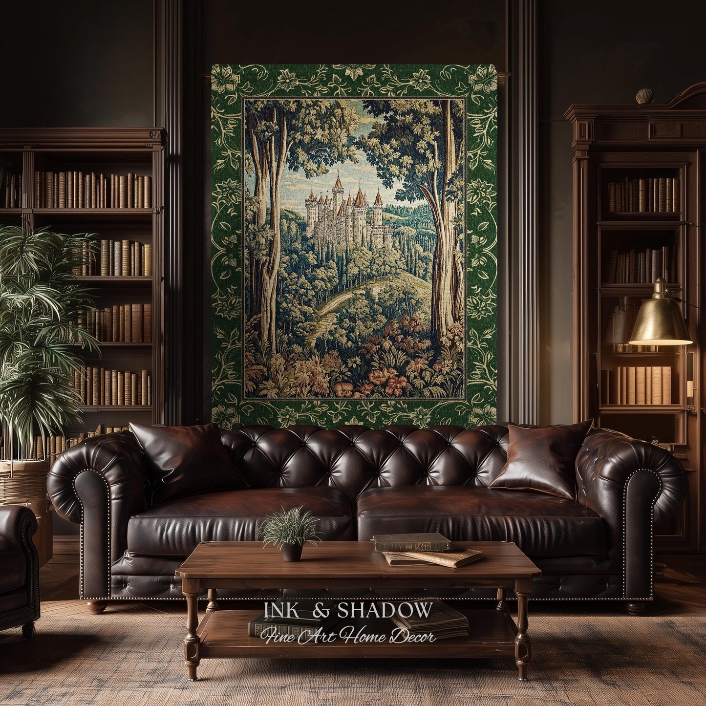 Fairytale Aesthetic Castle Tapestry Blanket Fairycore Folklore Inspired Decor | Magical Woodland Bedroom Whimsigothic Ethereal Forest Throw