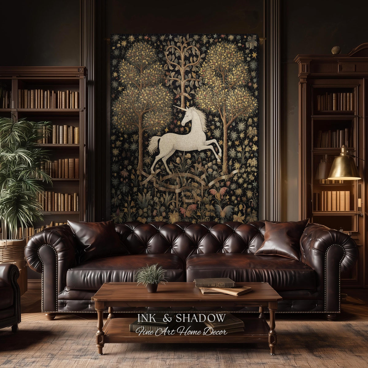Medieval Unicorn Art Blanket Woven | Whimsical Room Decor Tapestry Cottagecore | Fairycore Aesthetic Room Decor Magical Tapestry Unicorn Art
