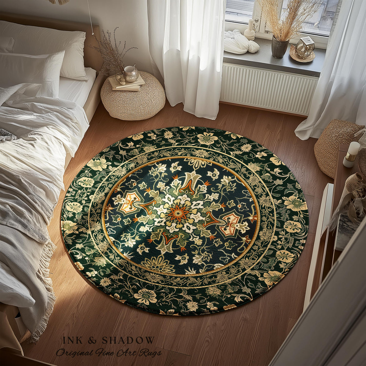 Vintage Art Deco Royal Ornate Accent Rug | Dark Academia Floor Rug Ornate Design Victorian Gothic Aesthetic Home Decor Ethereal Maximalist