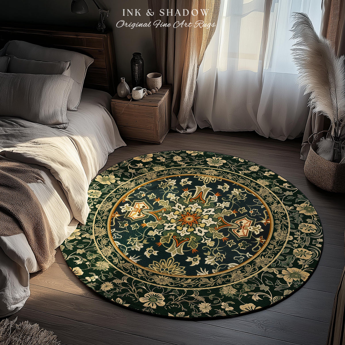 Vintage Art Deco Royal Ornate Accent Rug | Dark Academia Floor Rug Ornate Design Victorian Gothic Aesthetic Home Decor Ethereal Maximalist