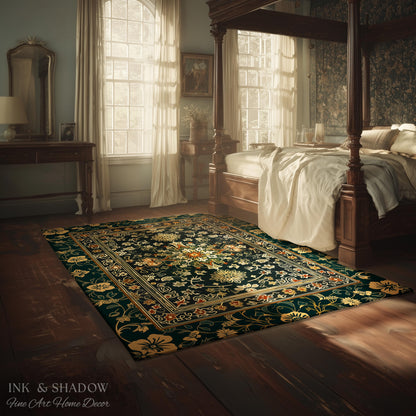Vintage Art Deco Royal Ornate Accent Rug | Dark Academia Floor Rug Ornate Design Victorian Gothic Aesthetic Home Decor Ethereal Maximalist