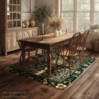 Vintage Art Deco Royal Ornate Accent Rug | Dark Academia Floor Rug Ornate Design Victorian Gothic Aesthetic Home Decor Ethereal Maximalist