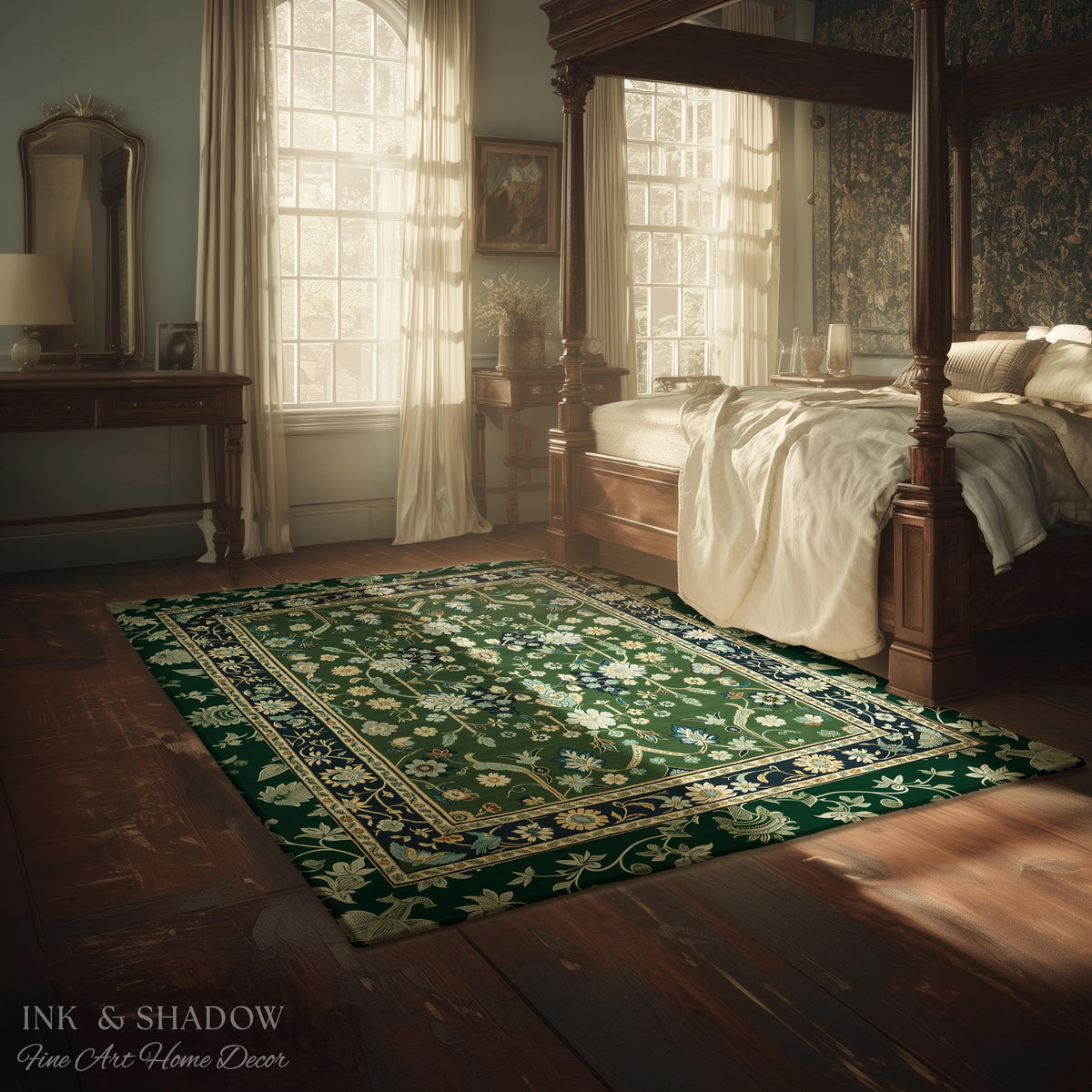 Muted Green Boho Round Area Rug | Rustic Aesthetic Living Room Pastel Green Home Decor Housewarming Gift Cottagecore Green Bedroom Floor Mat