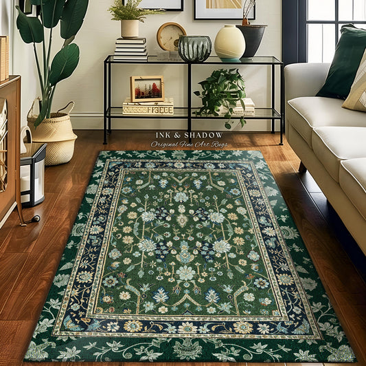 Muted Green Boho Area Rug | Rustic Aesthetic Living Room Pastel Green Home Decor Housewarming Gift Cottagecore Green Bedroom Floor Mat |