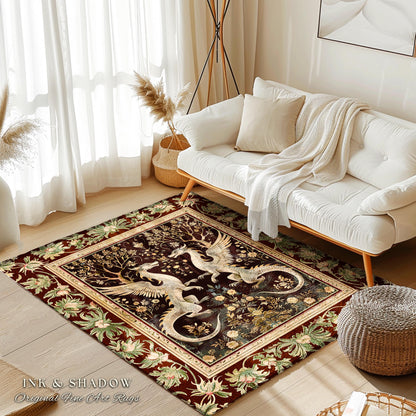Dark Whimsy Dragon Lovers Rug Fantasy Decor | Enchanted Aesthetic Fairycore Gifts Mythical Decorative Fairy Tale Mystical Creature Floor Art