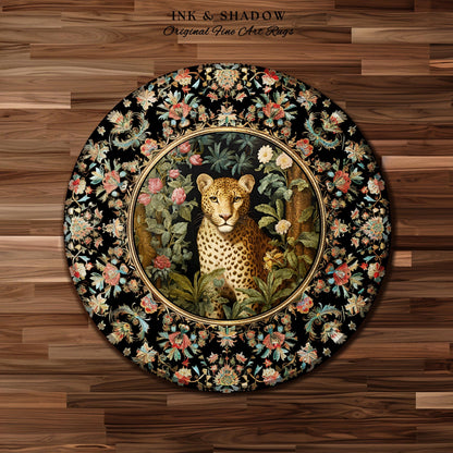 Jungle Aesthetic Area Rug | Nature Inspired Room Decor William Morris Style Aesthetic Fairycore Boho Bedroom Rug Ethereal Leopard Rug Floral