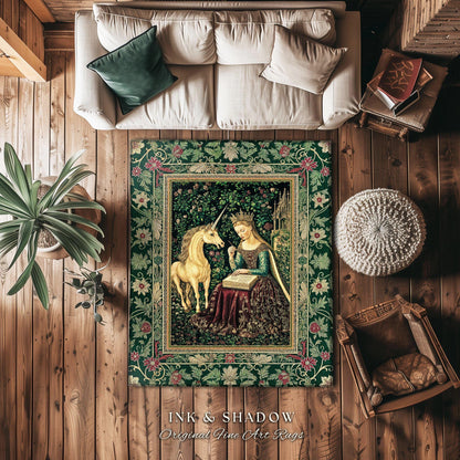 Whimsical Medieval Fantasy Area Rug | Rustic Storybook Cottagecore Coquette Regal Aesthetic Home Decor Accent Dark Royalcore Folklore Style
