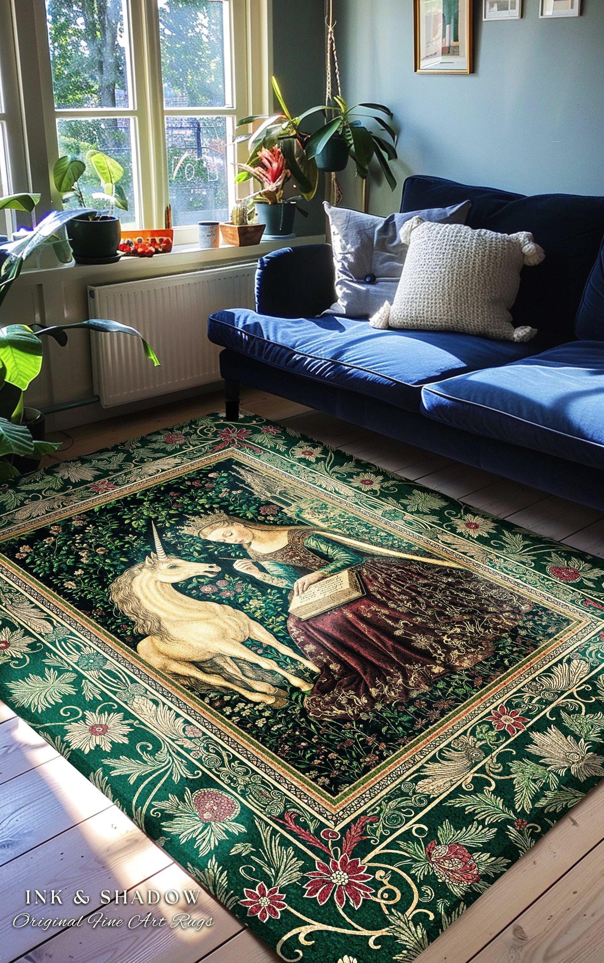 Whimsical Medieval Fantasy Area Rug | Rustic Storybook Cottagecore Coquette Regal Aesthetic Home Decor Accent Dark Royalcore Folklore Style