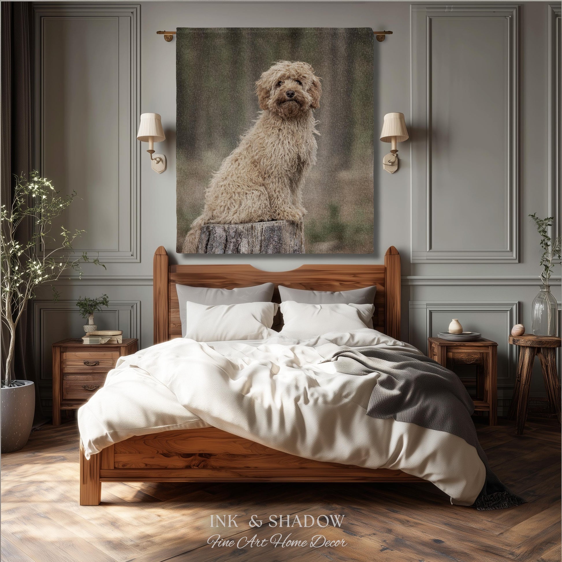 Sentimental Pet Photo Woven Tapestry | Personalized Dog Portrait Custom Throw Blanket Keepsake Wall Hanging Heirloom Animal Lover Home Decor