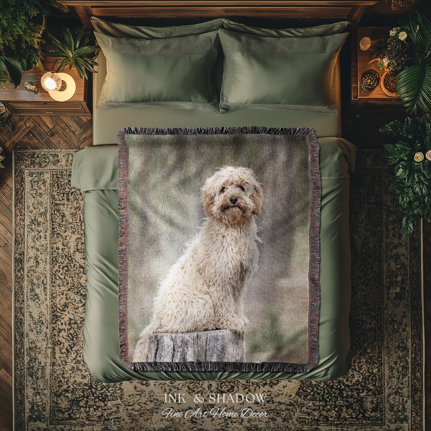 Meaningful Memorial Woven Dog Tapestry | Custom Portrait Personalized Photo Throw Blanket Keepsake Memory Wall Art Pet Lover Sympathy Gift