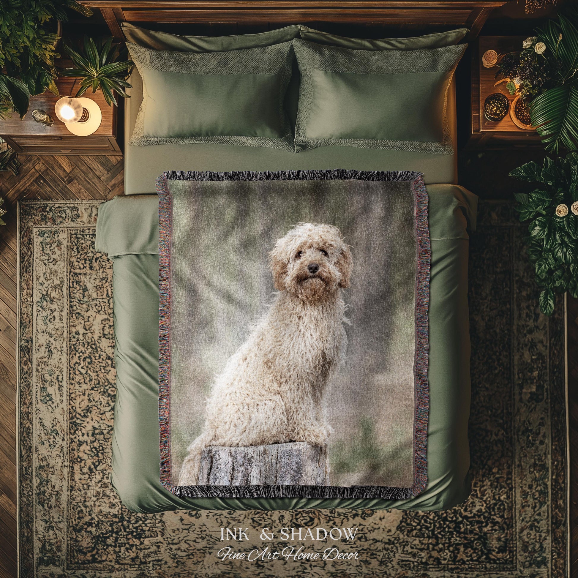 Meaningful Memorial Woven Dog Tapestry | Custom Portrait Personalized Photo Throw Blanket Keepsake Memory Wall Art Pet Lover Sympathy Gift
