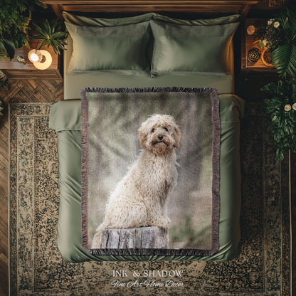 Nostalgic Dog Lover Woven Tapestry Heirloom Keepsake | Custom Pet Photo Portrait Art Personalized Throw Blanket Thoughtful Housewarming Gift