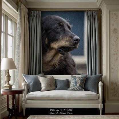 Nostalgic Dog Lover Woven Tapestry Heirloom Keepsake | Custom Pet Photo Portrait Art Personalized Throw Blanket Thoughtful Housewarming Gift