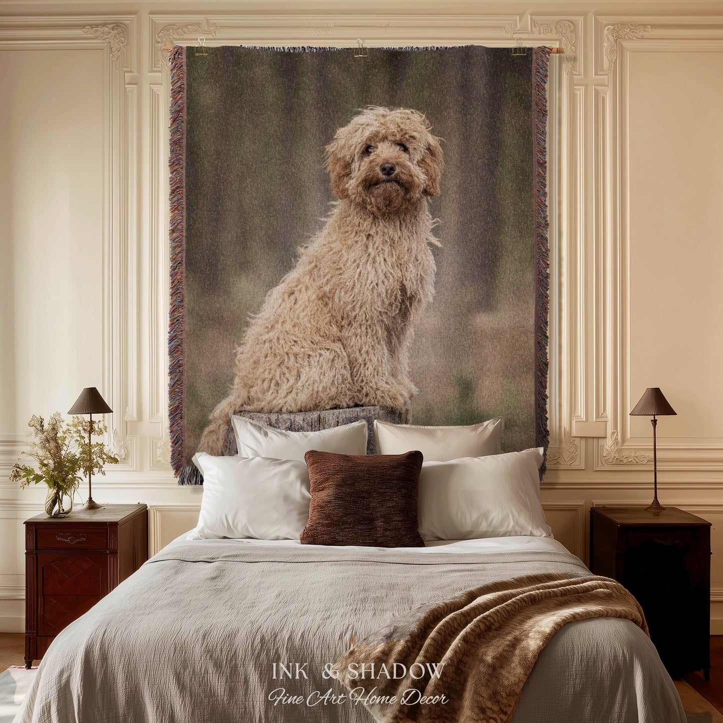 Custom Dog Tapestry from Photo | Personalized Pet Portrait Woven Wall Hanging Throw Blanket | Memorial Keepsake Heirloom Animal Lover Gift