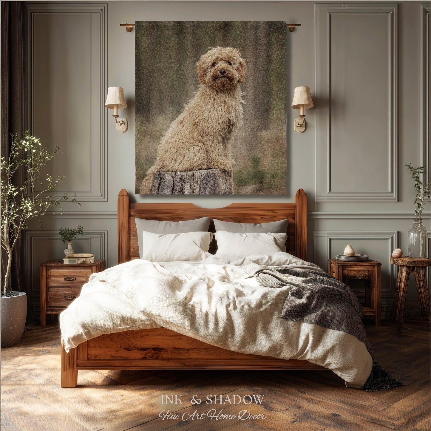 Custom Dog Tapestry from Photo | Personalized Pet Portrait Woven Wall Hanging Throw Blanket | Memorial Keepsake Heirloom Animal Lover Gift