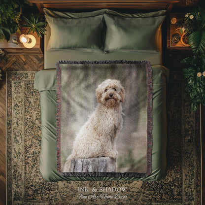 Sentimental Pet Photo Woven Tapestry | Personalized Dog Portrait Custom Throw Blanket Keepsake Wall Hanging Heirloom Animal Lover Home Decor