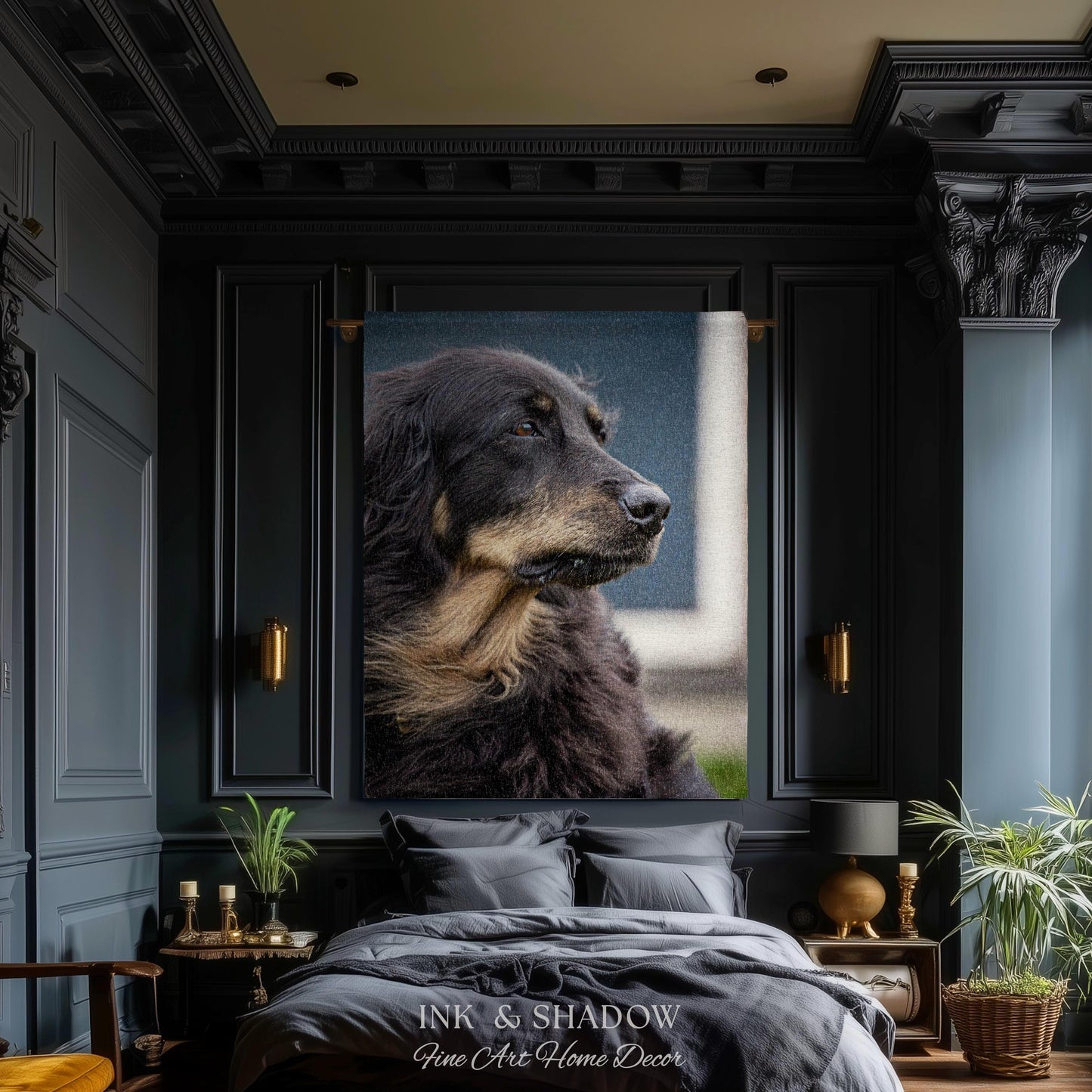 Nostalgic Dog Lover Woven Tapestry Heirloom Keepsake | Custom Pet Photo Portrait Art Personalized Throw Blanket Thoughtful Housewarming Gift