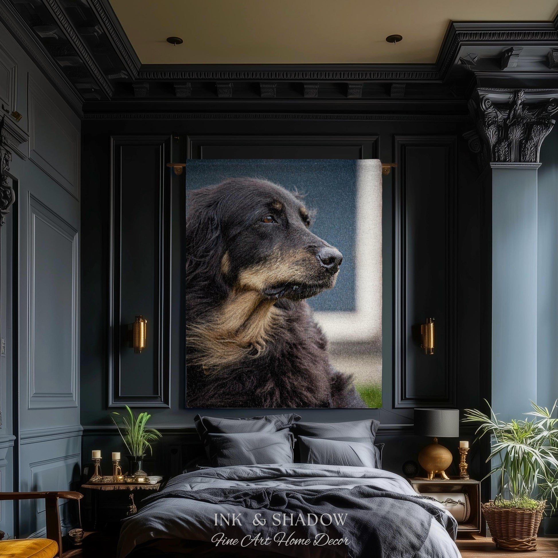 Nostalgic Dog Lover Woven Tapestry Heirloom Keepsake | Custom Pet Photo Portrait Art Personalized Throw Blanket Thoughtful Housewarming Gift