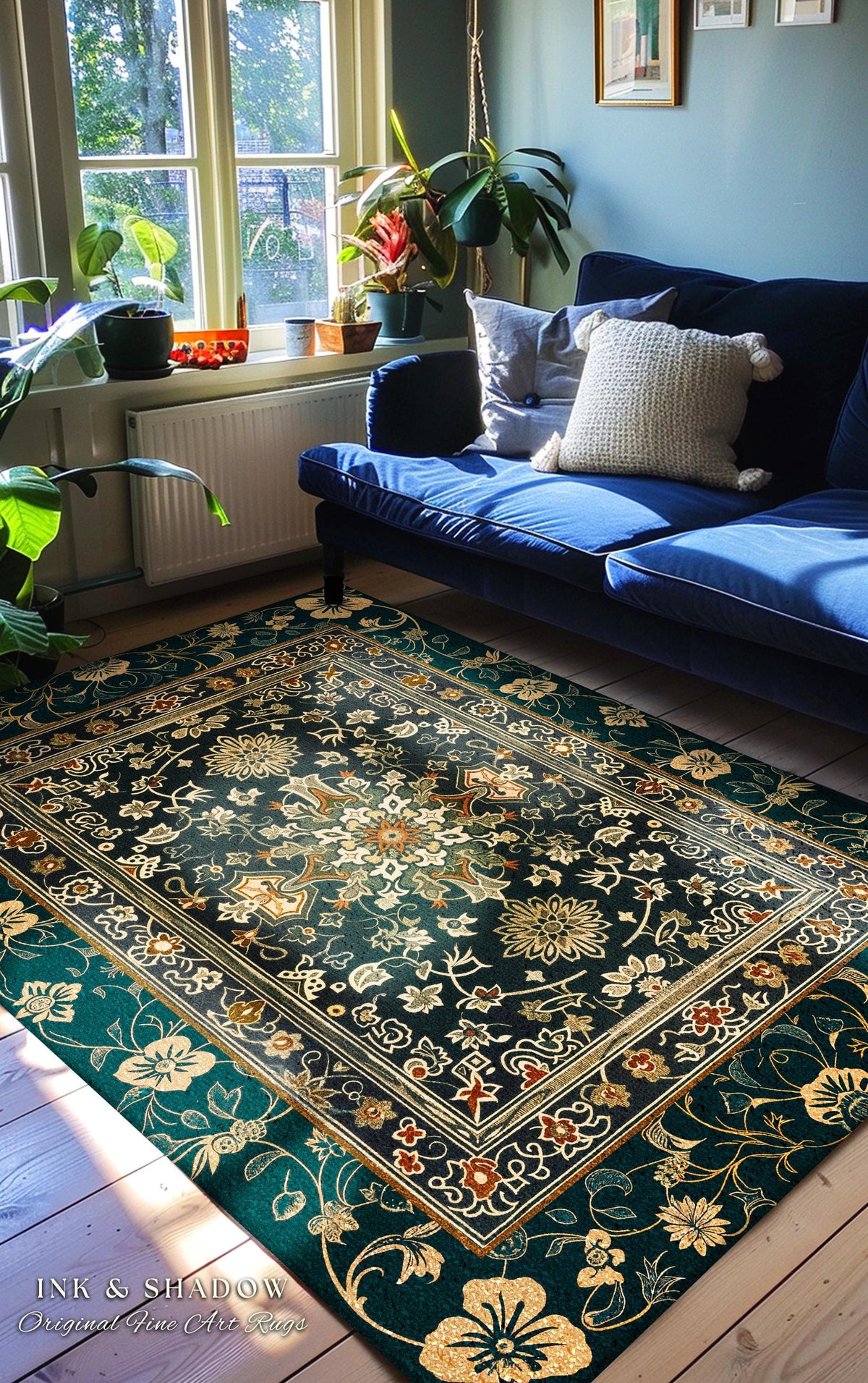 Vintage Art Deco Royal Ornate Accent Rug | Dark Academia Floor Rug Ornate Design Victorian Gothic Aesthetic Home Decor Ethereal Maximalist