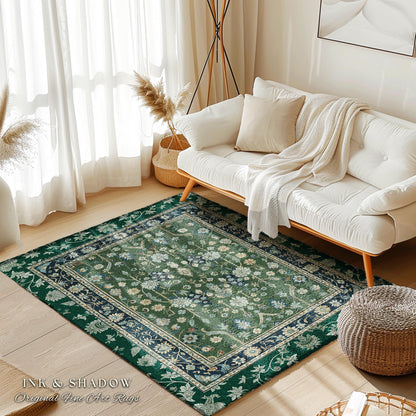 Muted Green Boho Round Area Rug | Rustic Aesthetic Living Room Pastel Green Home Decor Housewarming Gift Cottagecore Green Bedroom Floor Mat